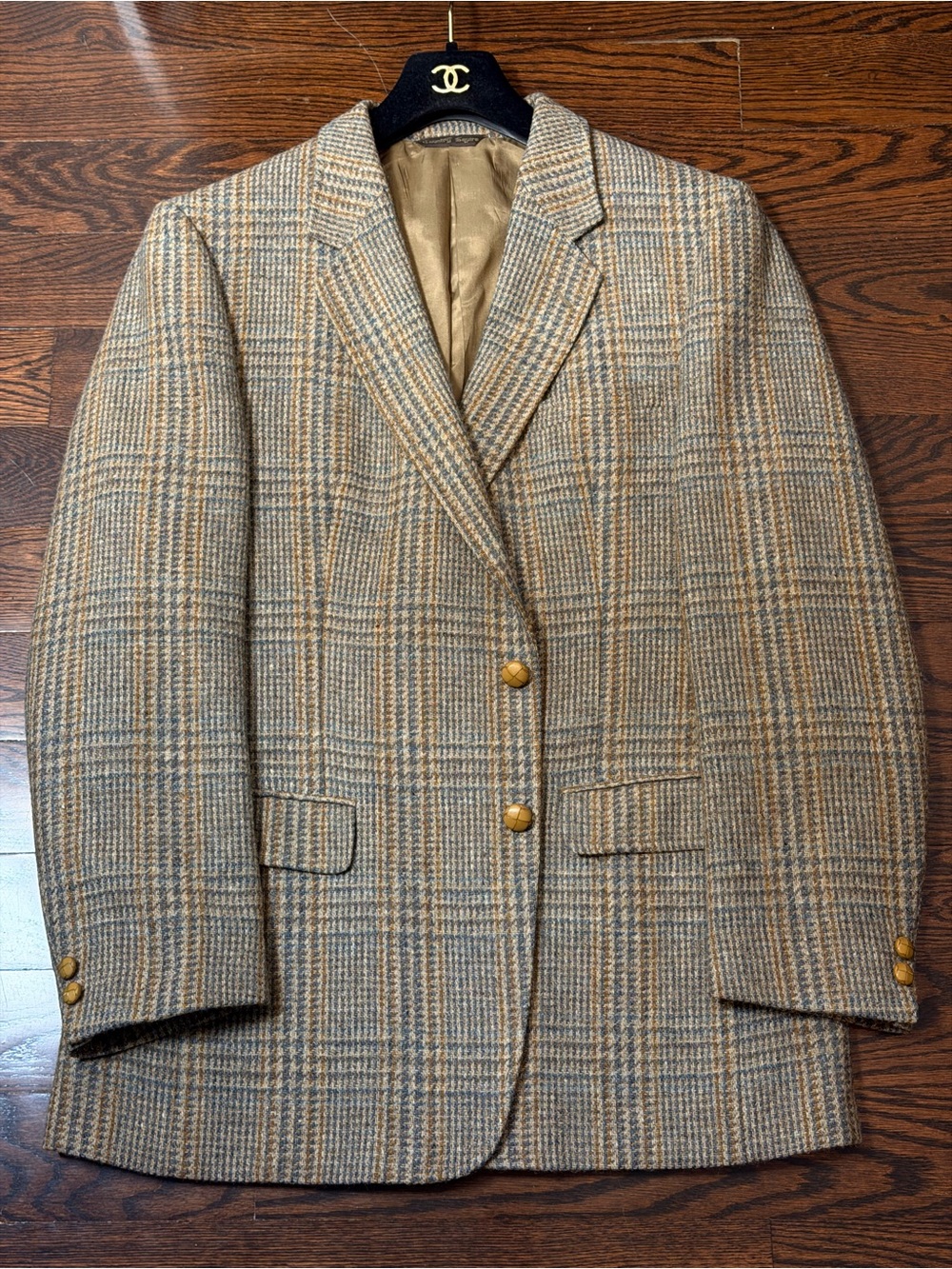 Country Square Tweed Pure Wool Jacket Blazer Size 44 Vintage Canada